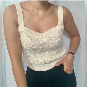 JUSTFAB Knit Tank Top Creamy White Color With Bow Design NWT Size 1X